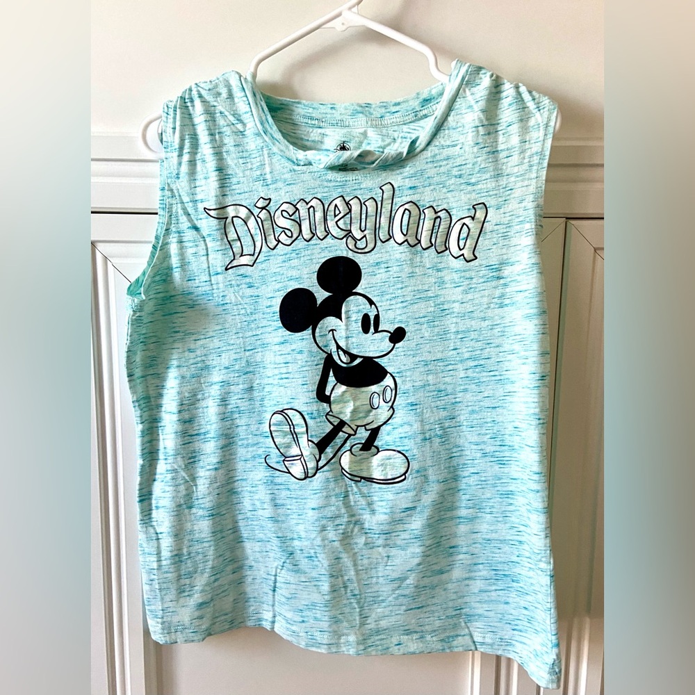 🟡 DISNEY MICKEY MOUSE LIGHT BLUE TANK TOP WITH IRIDESCENT MICKEY - SIZE LARGE 🟡